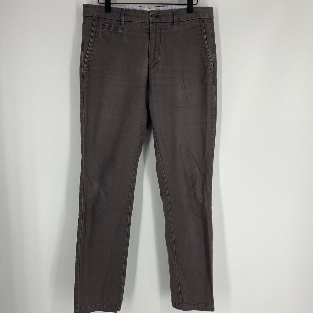 Perk Pants Size 32x32 Mens Gray Slim Fit Stretch Tapered Leg Flat Front Chino